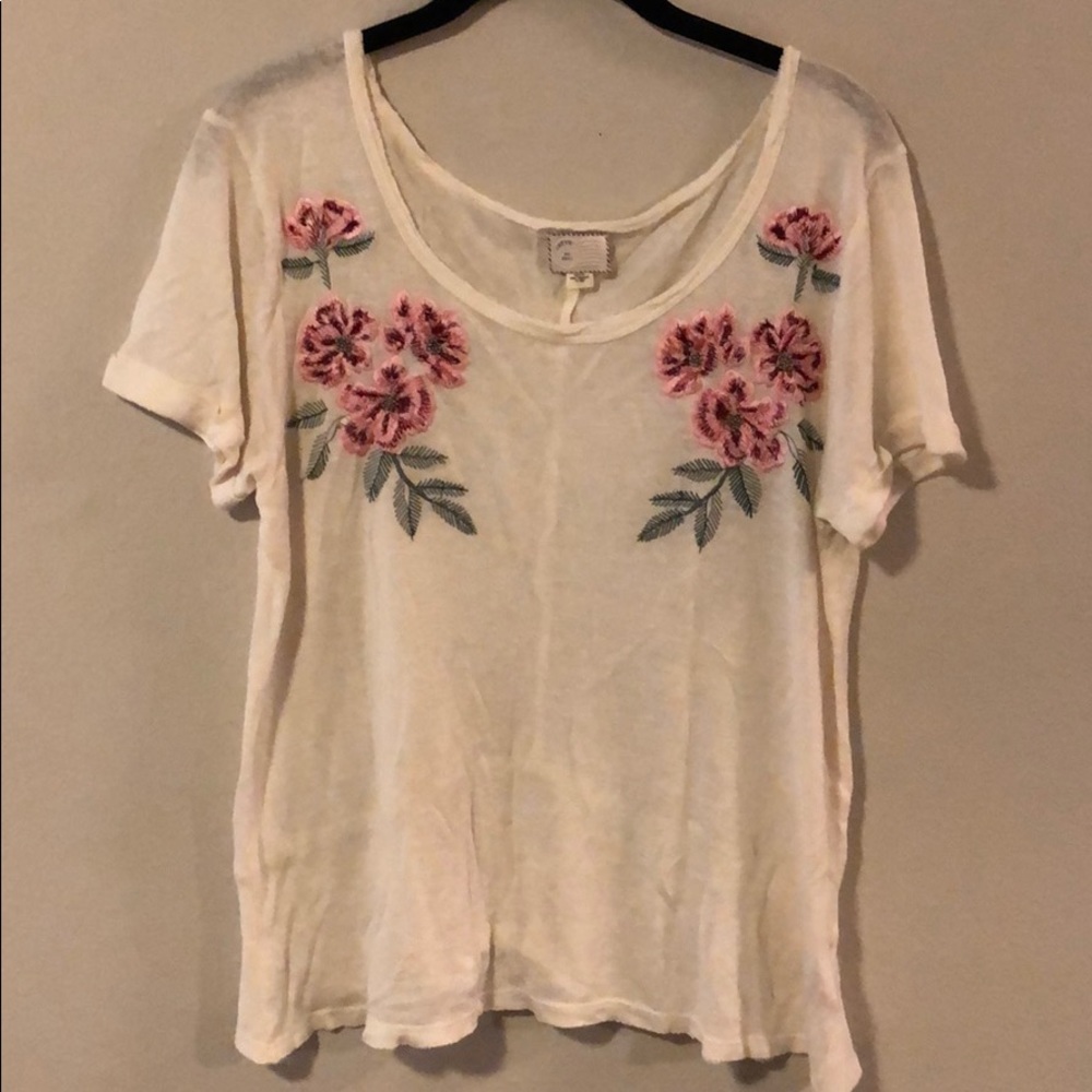 Anthropologie Floral Embroidered Shirt